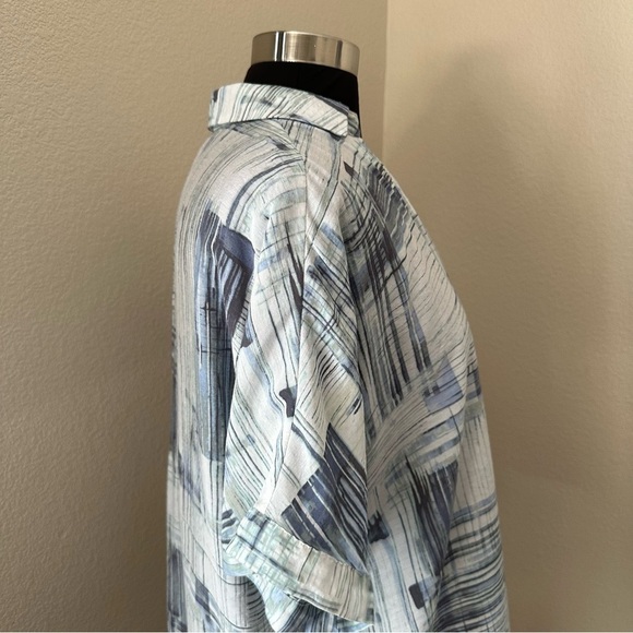 NIC+ZOE Short Dolman Sleeve V-neck Blue White Blouse - Picture 5 of 9